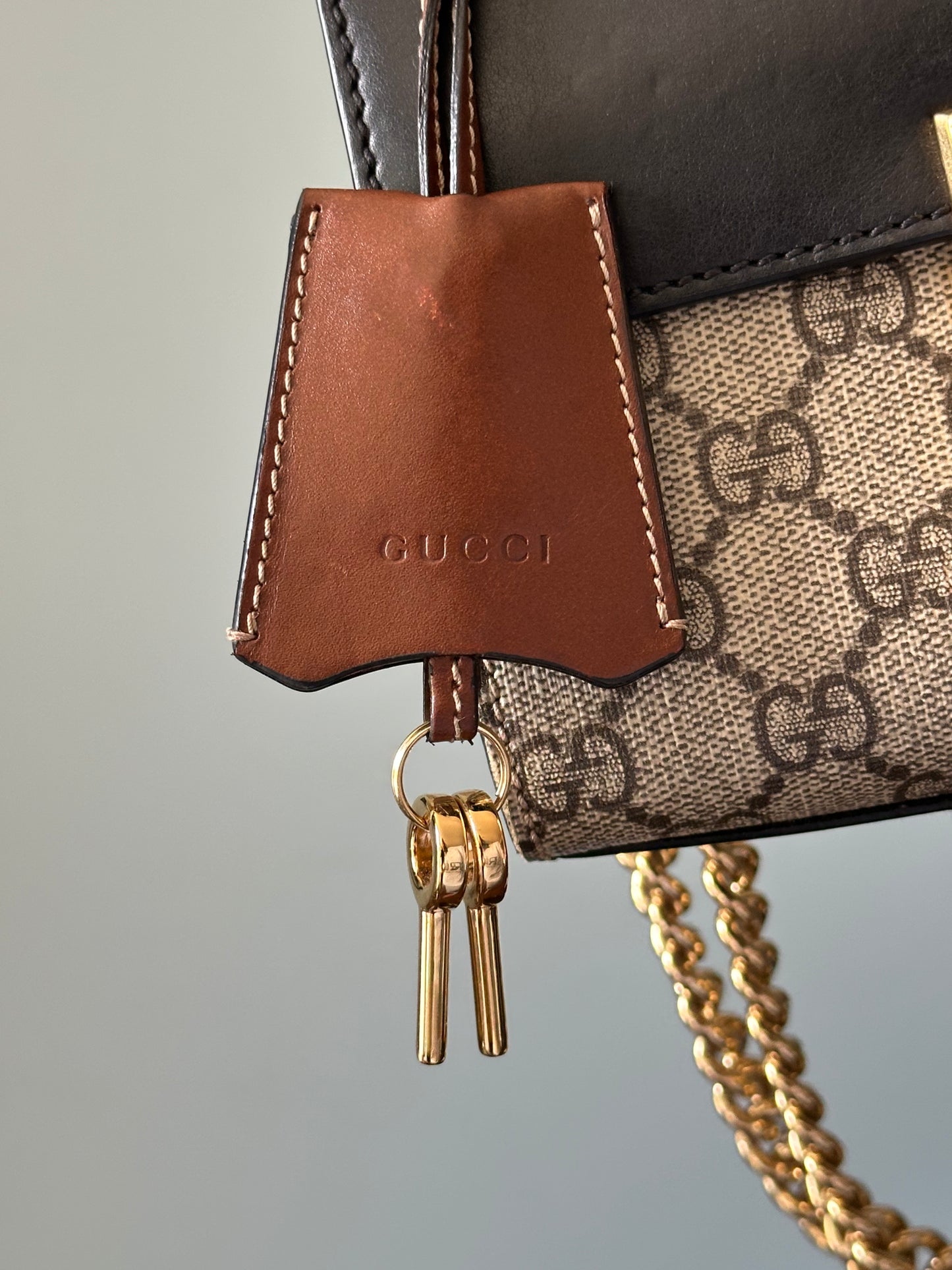 Gucci Small GG Supreme Black Padlock Shoulder Crossbody Bag