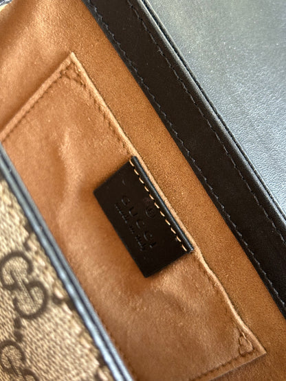Gucci Small GG Supreme Black Padlock Shoulder Crossbody Bag