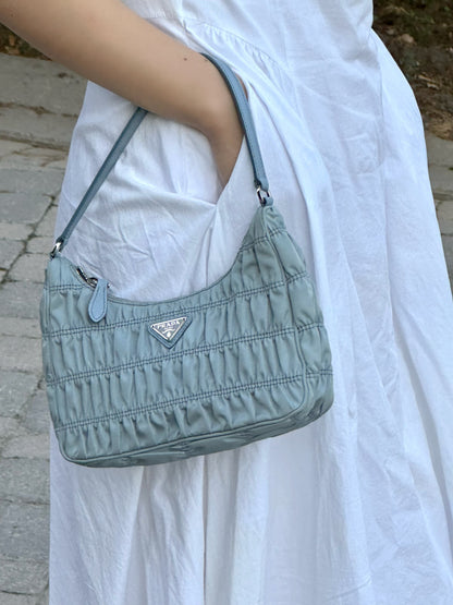 Prada Baby Blue Tessuto Gaufre Re-edition Shoulder Bag