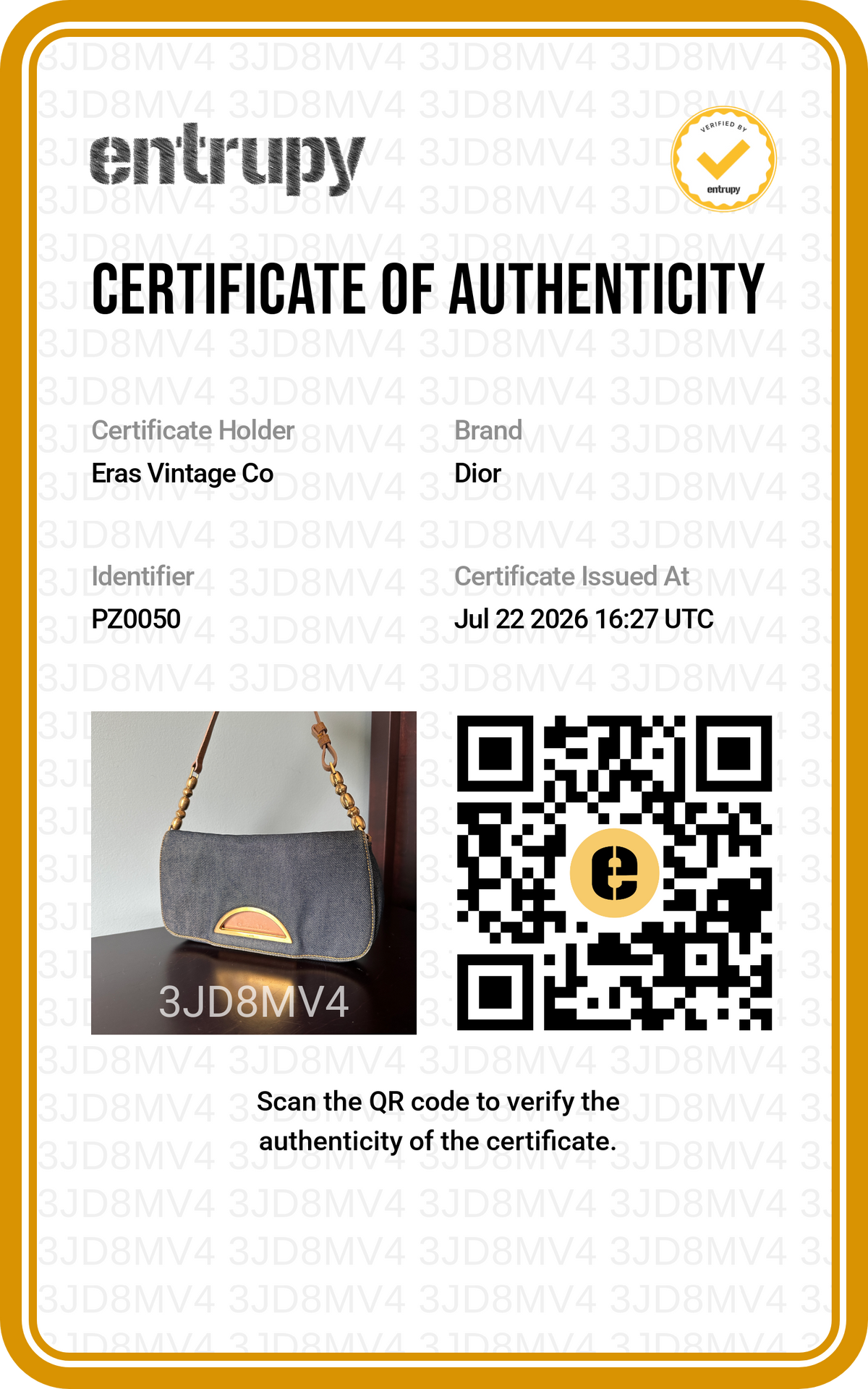 Christian Dior Malice Denim Golden Bead Shoulder Bag