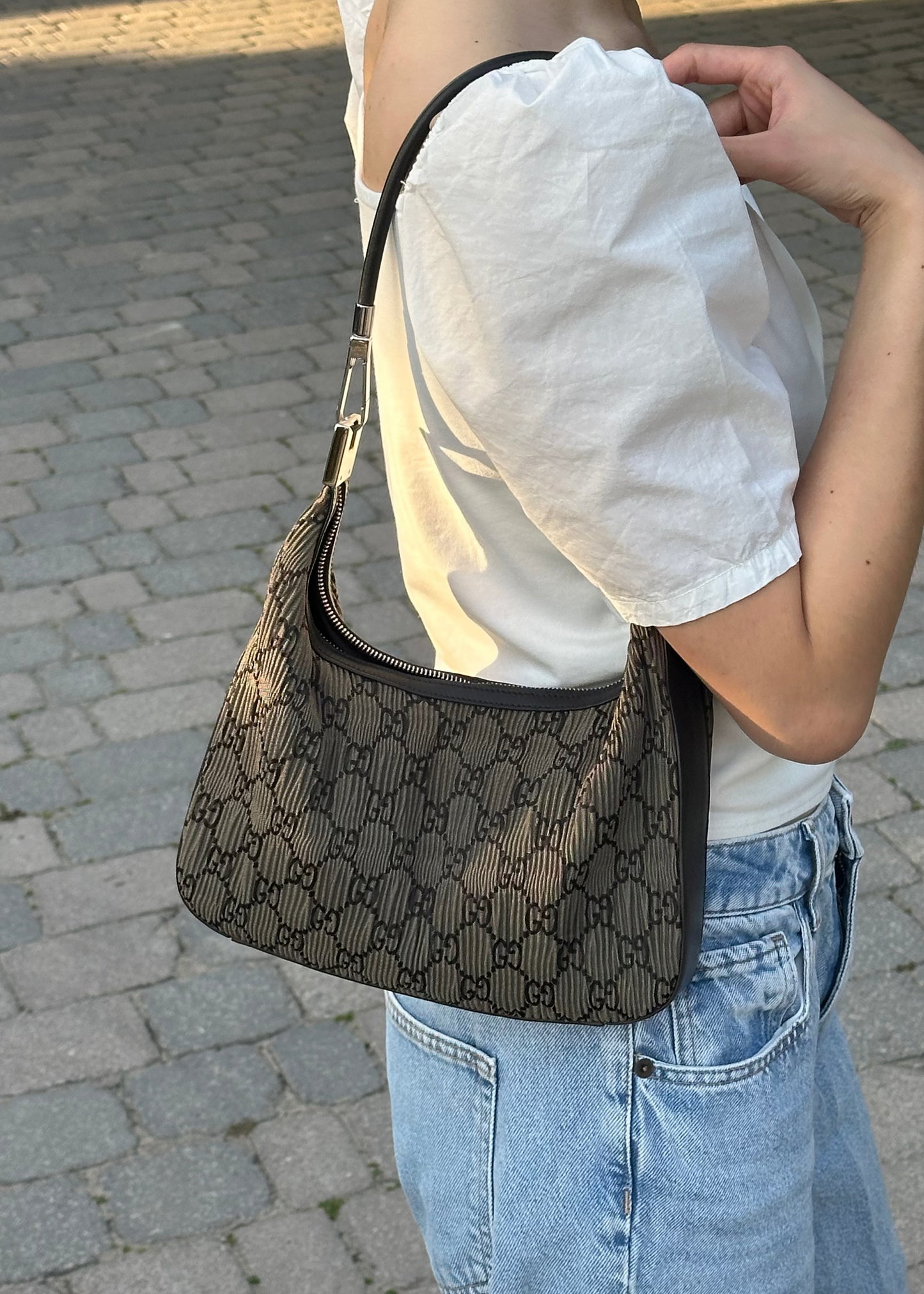 Gucci GG Pleated Monogram Hobo Shoulder Bag