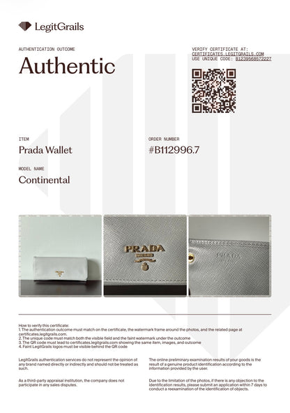 Prada Baby Blue Saffiano Continental Wallet with Chain