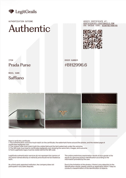 Prada Emerald Green Saffiano Continental Wallet on Strap
