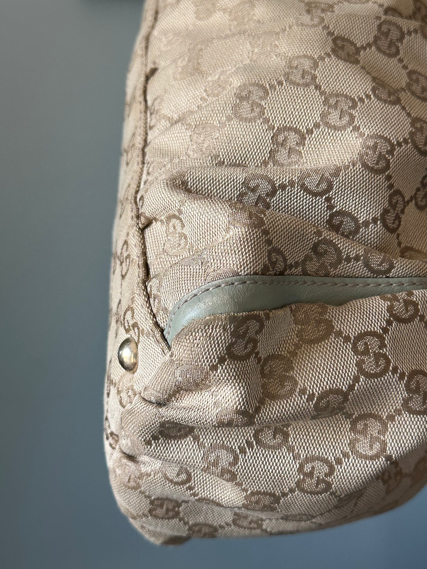 Gucci GG Canvas Abbey D-Ring Shoulder Bag Hobo Tote - Pistachio Green