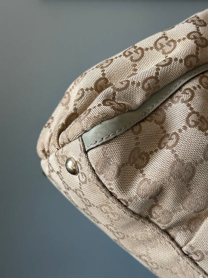 Gucci GG Canvas Abbey D-Ring Shoulder Bag Hobo Tote - Pistachio Green