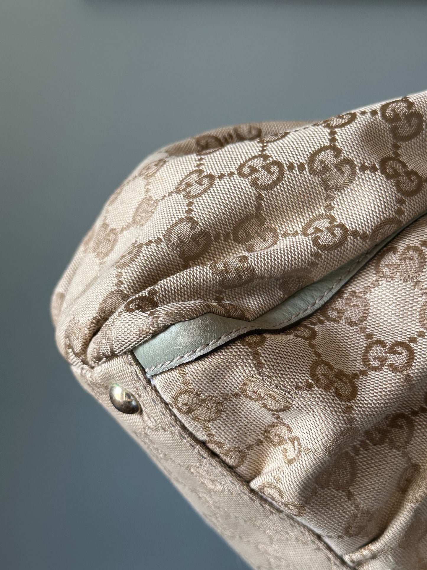 Gucci GG Canvas Abbey D-Ring Shoulder Bag Hobo Tote - Pistachio Green