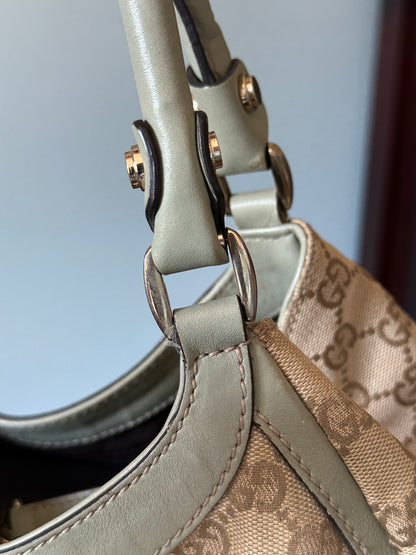 Gucci GG Canvas Abbey D-Ring Shoulder Bag Hobo Tote - Pistachio Green