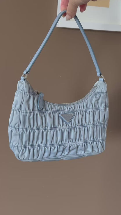 Prada Baby Blue Tessuto Gaufre Re-edition Shoulder Bag