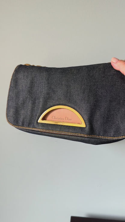 Christian Dior Malice Denim Golden Bead Shoulder Bag
